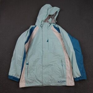 Burton Ski Jacket Womens XL Blue Colorblock Hooded Insulated Coat Snowboard